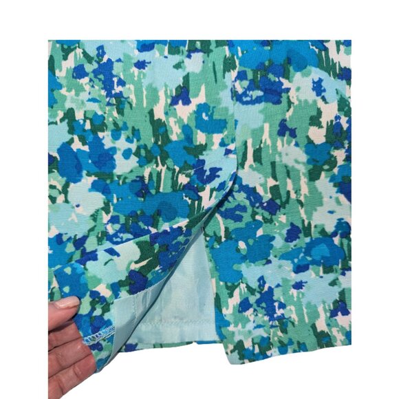 Calvin Klein Linen Blend Blue Green Floral Sheath Dress Classic Chic *SZ 4 - Picture 7 of 12